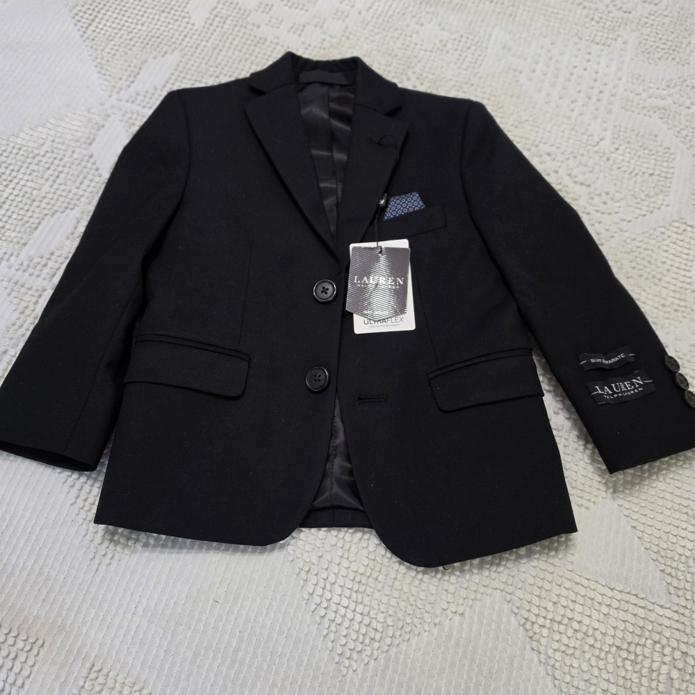 Lauren Ralph Lauren Little Boys Black Sport Coat Suit Jacket Size 4 NEW